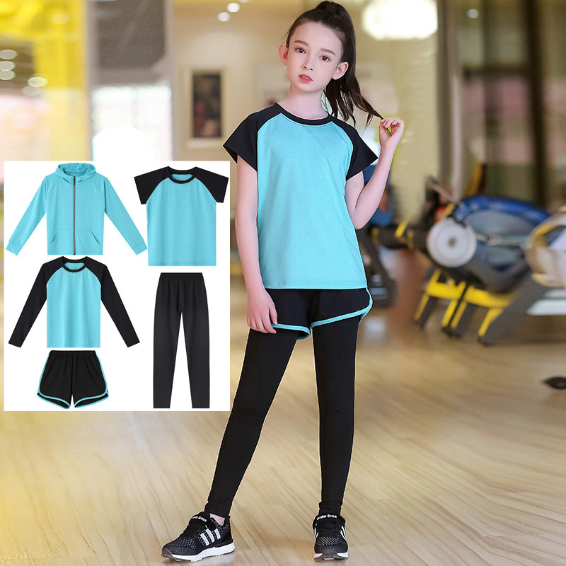 女童速干运动套装健身儿童速干衣女孩运动服体育训练服跑步运动装