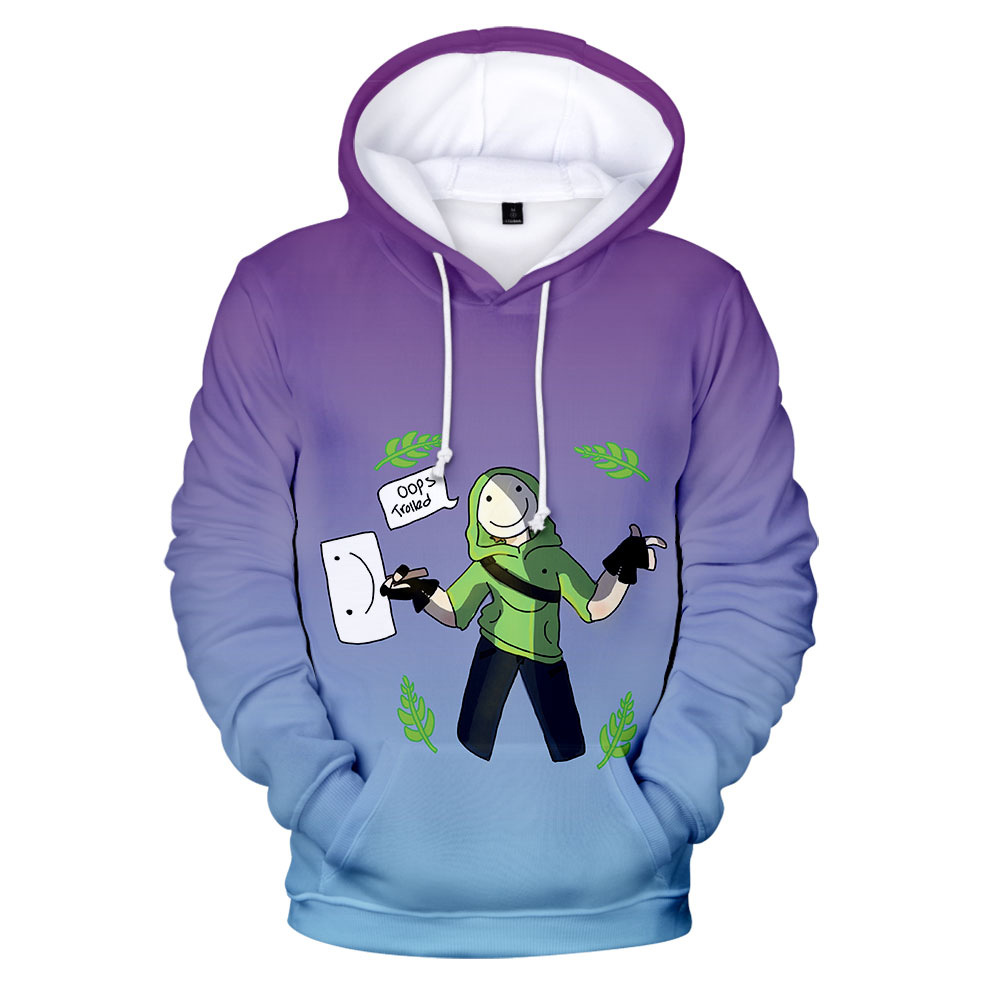 2021跨境新款dreamwastaken 3d印花帽衫运动套头带帽卫衣一件代发