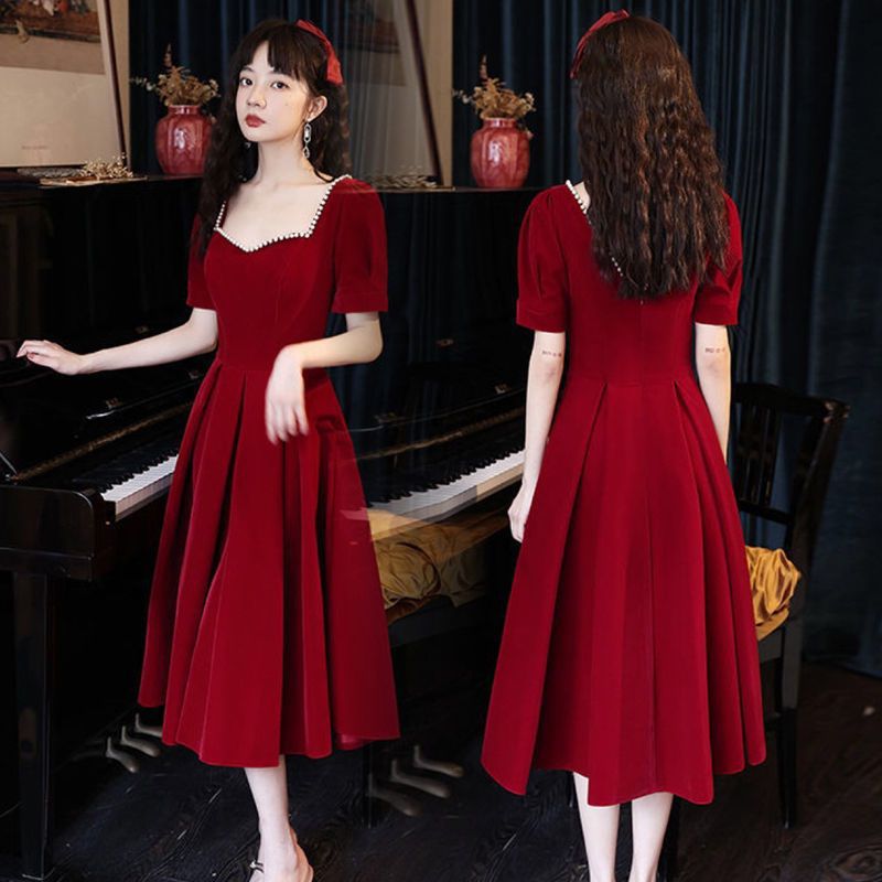 敬酒服新娘平时可穿夏季结婚礼服订婚回门便装伴娘小个子连衣裙女