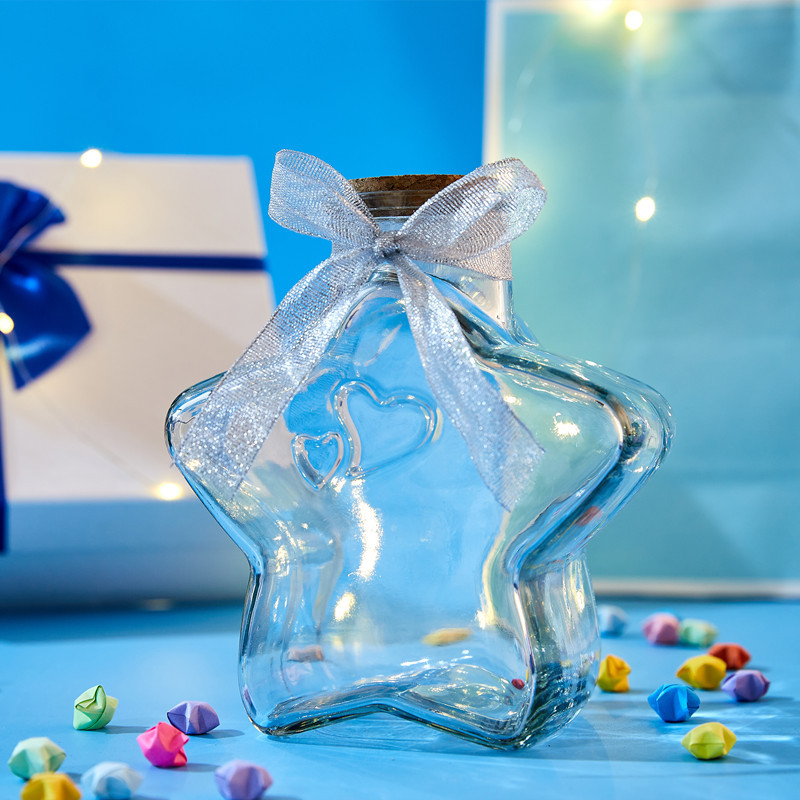 批发玻璃许愿瓶木塞幸运星星瓶折纸发光空瓶漂流瓶彩虹瓶圣诞节礼