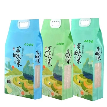 四边封小河款大米包装袋手提高档真空米袋加厚塑封袋子彩印logo