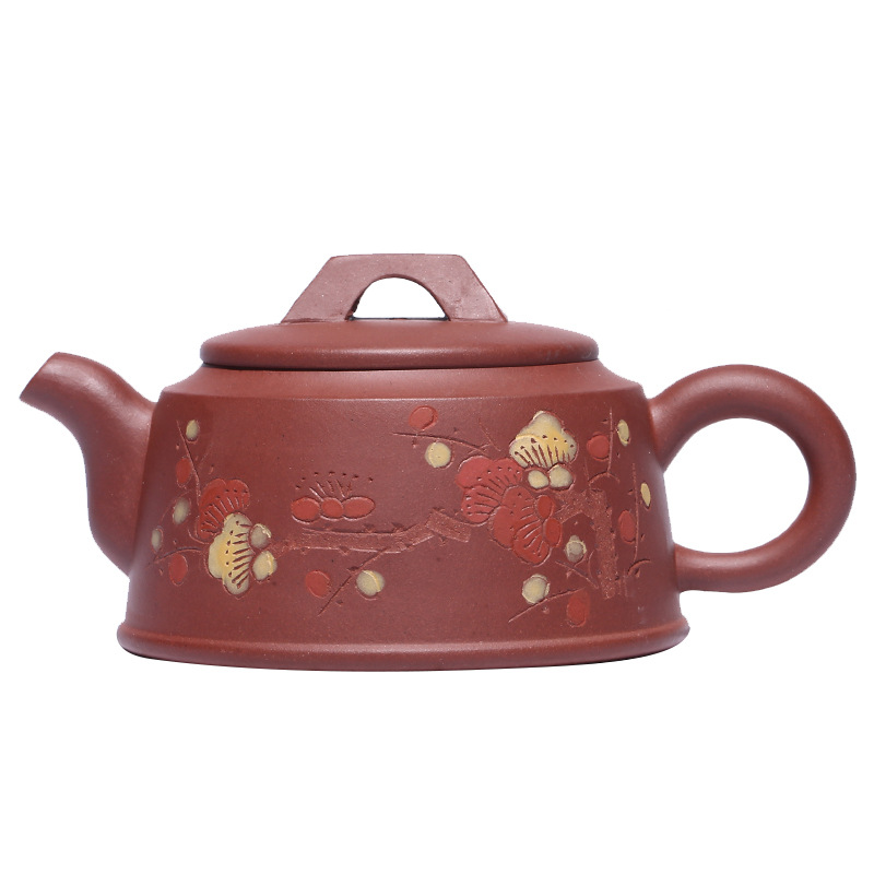 厂家批发宜兴紫砂壶名家原矿清水泥梅花德钟茶壶礼品定制刻字代发