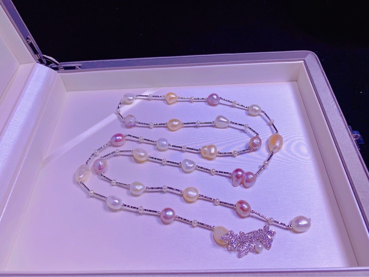 ins风网红热卖一款多戴14k注金淡水巴洛克珍珠项链毛衣链 首饰女