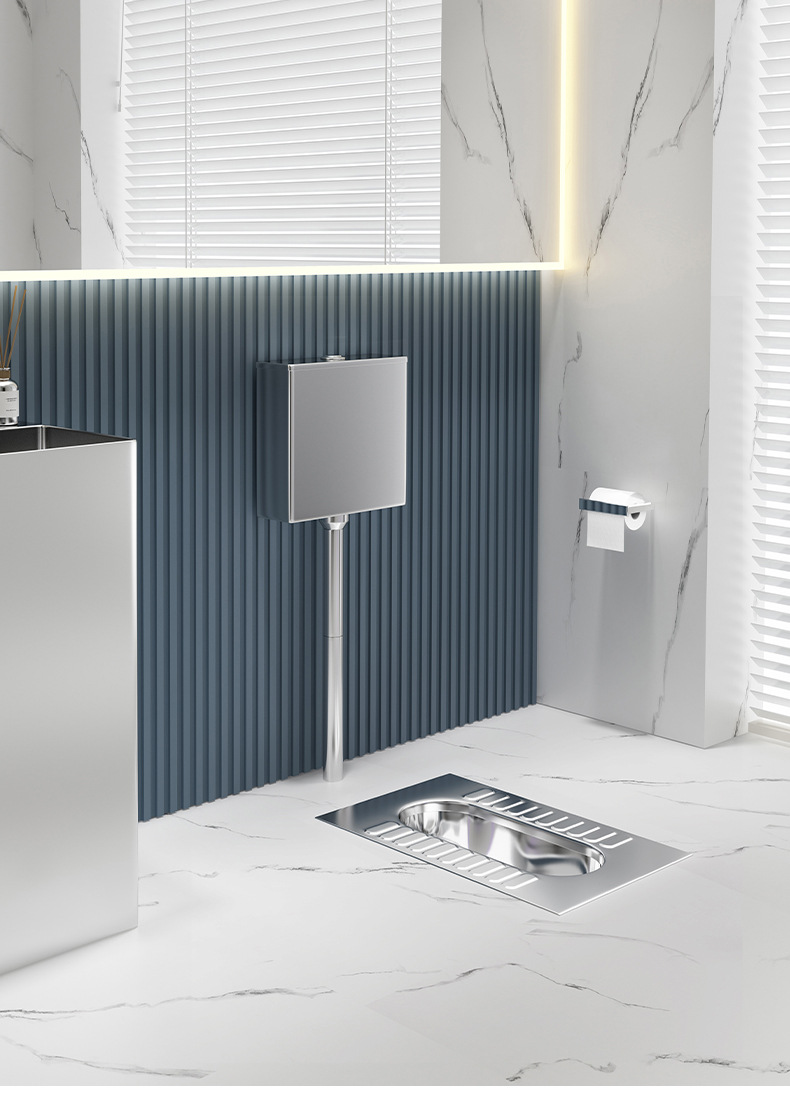 壮钢304不锈钢蹲便器蹲坑式大便器公共厕所蹲便池卫生间水箱