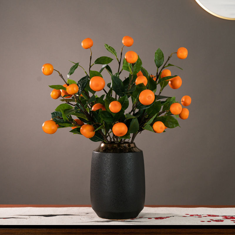 仿真桔子假花束年宵花摆件新年家居客厅装饰摆设乔迁礼物桔祥如意