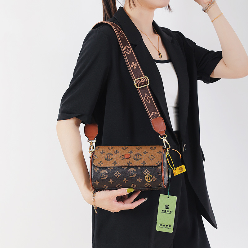 2023 Spring/Summer New Shoulder Bag Women's Bag Fashionable All-Match Color Matching round Bag European and American Retro Presbyopic Messenger Bag for Women