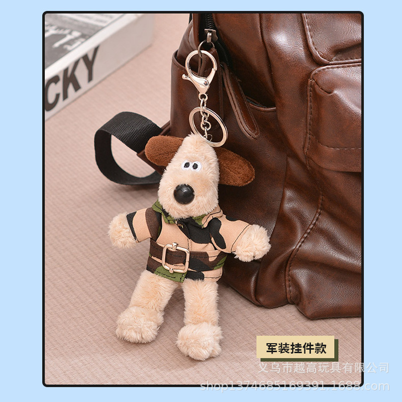 Wallace and Gromit Military Uniform Small Pendant Cute Plush Doll Valentine's Day Gift Purse Accessories Pilot Doll