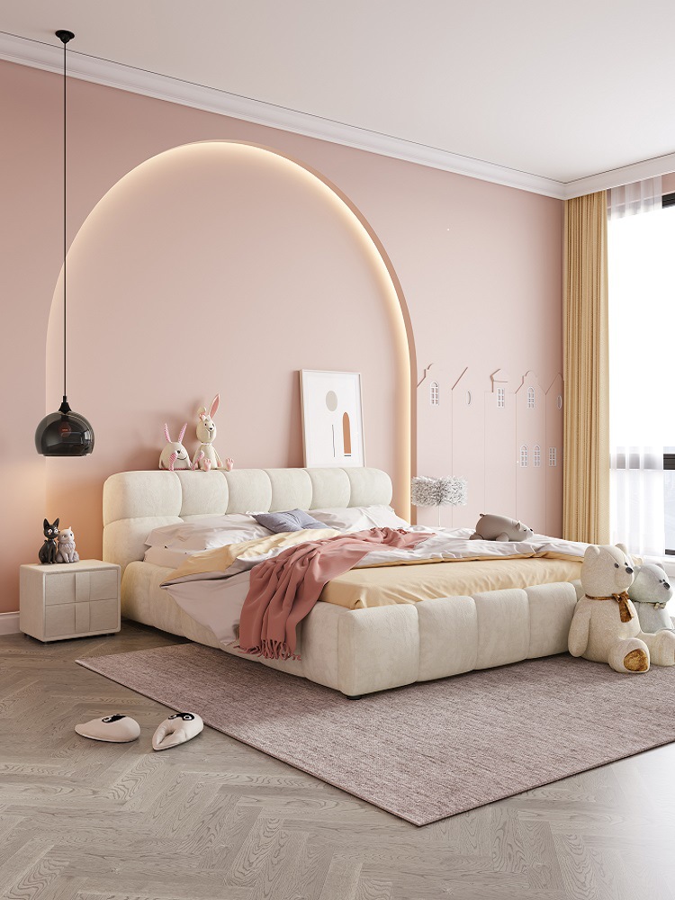 布艺床现代简约轻奢网红ins奶油风泡芙榻榻米主卧1.8米双人床婚床