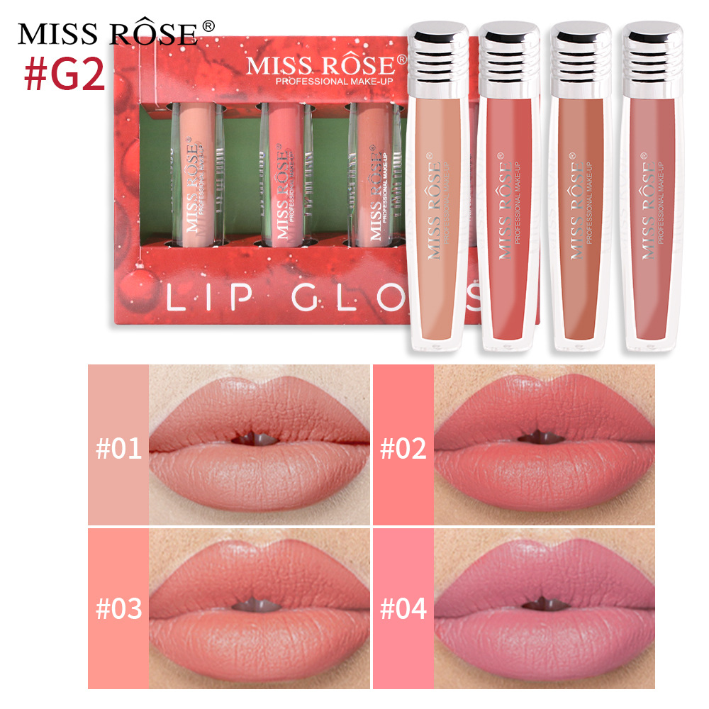 Cross-Border Christmas Makeup Lip Lacquer Set Box Matte Lip Gloss Non-Fading No Stain on Cup Velvet Matte Lip Lacquer Set Wholesale