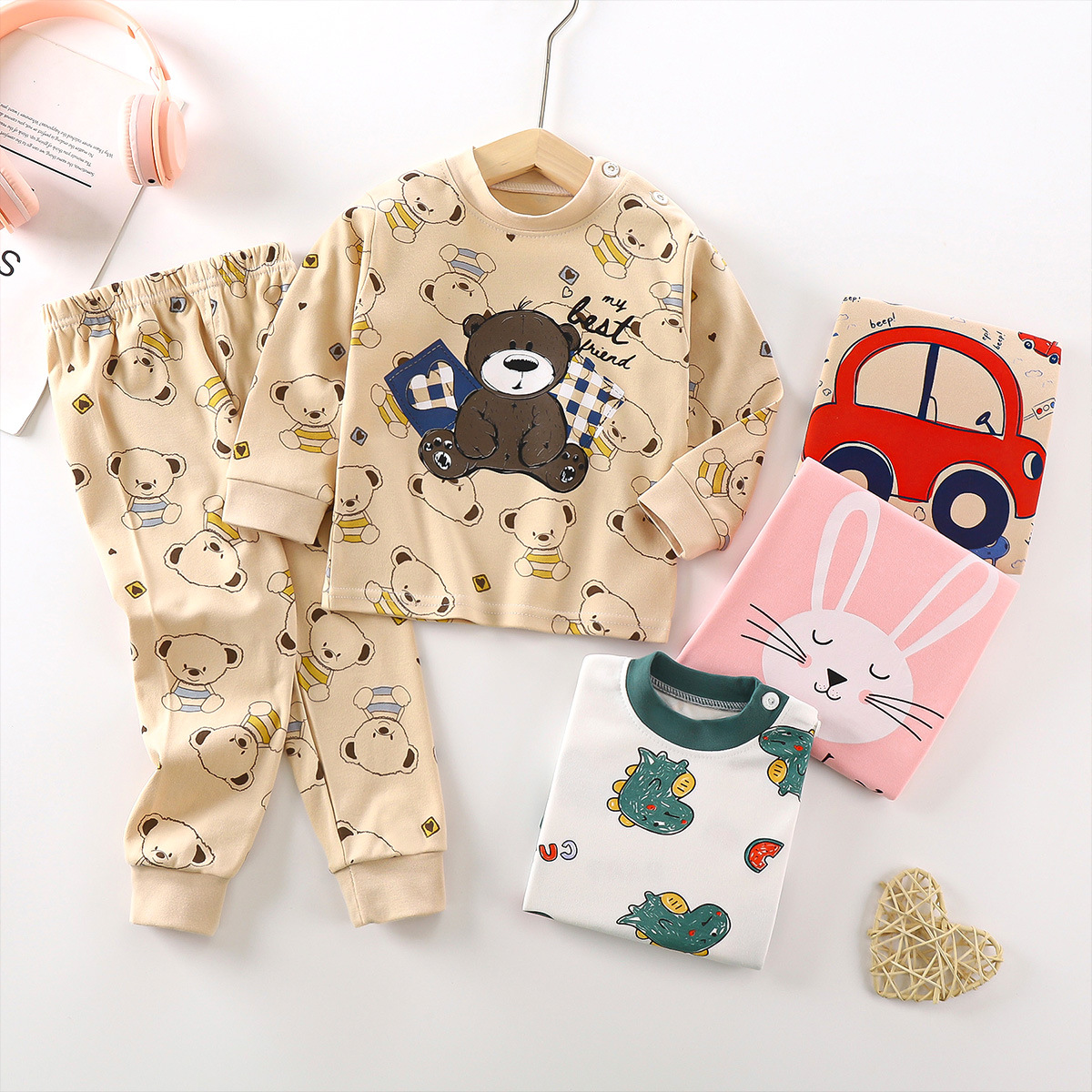 children‘s underwear set pure cotton boys‘ autumn clothes long pants baby clothes warm girls‘ home clothes autumn clothes children‘s clothing