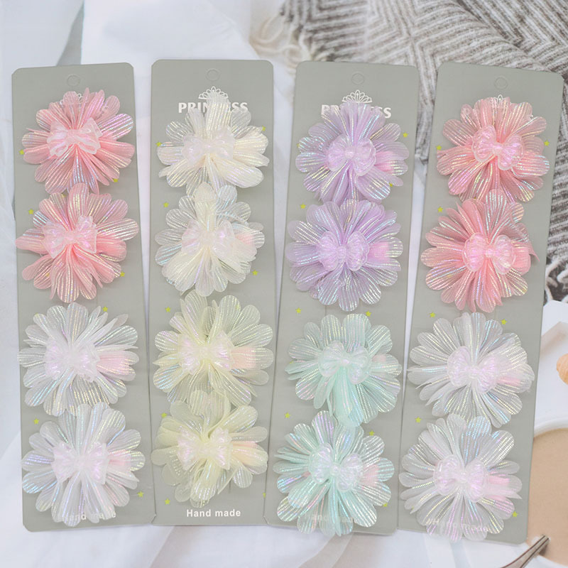 Colorful Bowknot Mesh Children Barrettes Korean Princess Cute Internet Influencer Hairpin Does Not Hurt Hair Bangs Side Clip