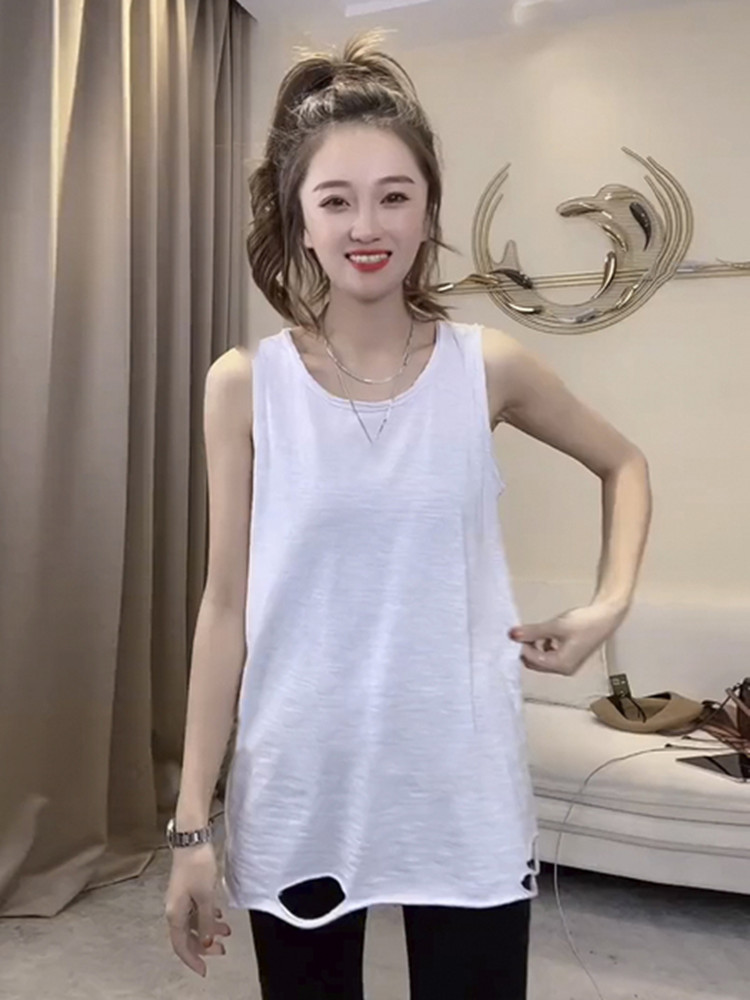 纯棉中长款吊带背心图片