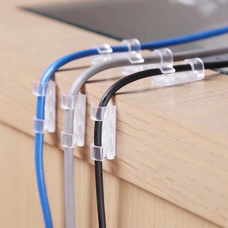 Wire Storage Cord Manager Cable Clamp Fixed Network Cable Self-Adhesive Wire Fastner Nail-Free Data Cable Clip