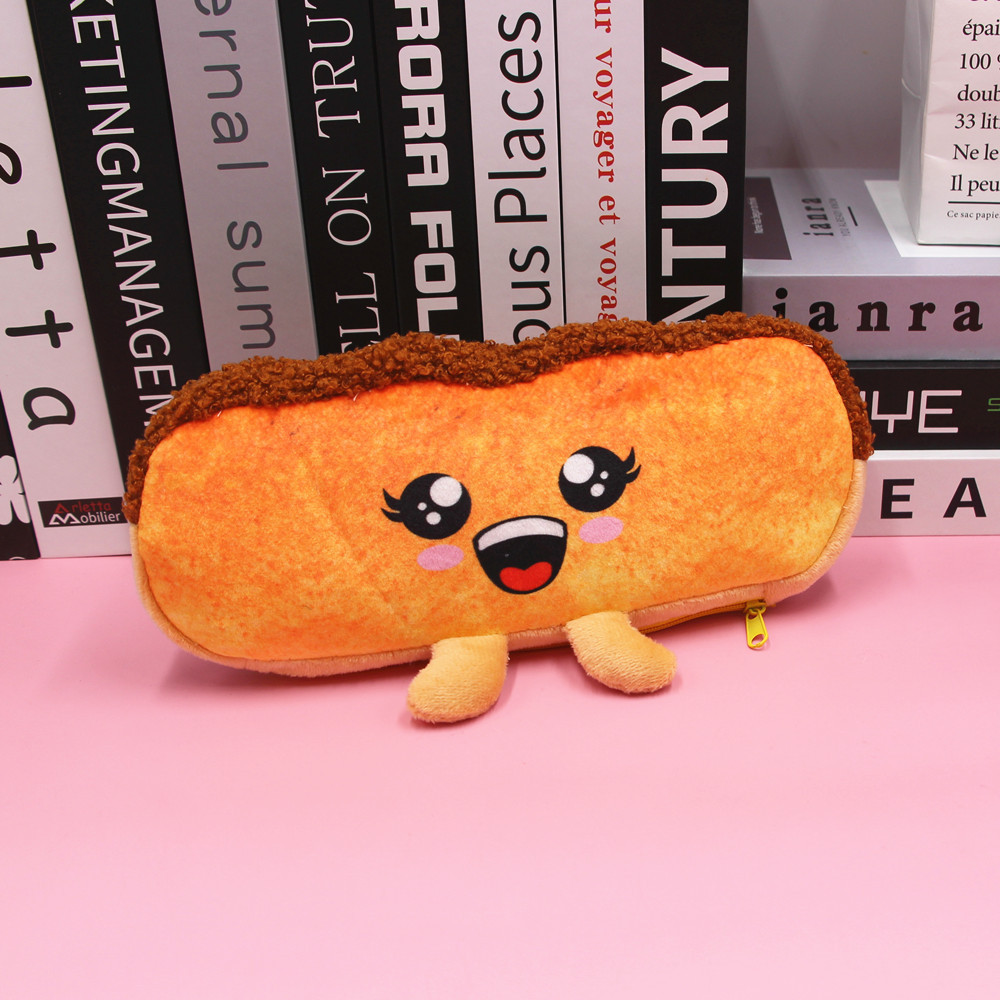 Emotional Bread Pencil Case Funny Toast Pencil Case Student Pencil Case Stationery Storage Bag Ins Creative Student Stationery