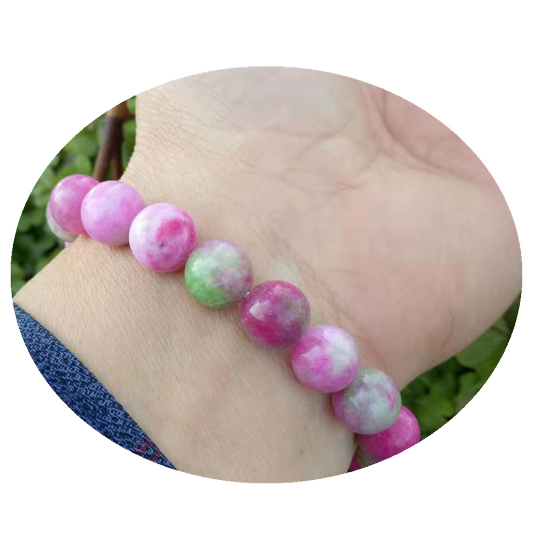 玉器精美玉器桃花玉手串 玉石时尚女红绿宝手串 桃粉手链厂家批发