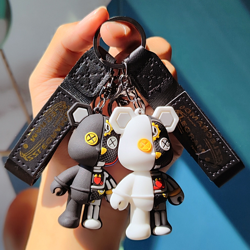 跨境卡通机械小熊钥匙扣机械熊公仔潮流包包挂饰汽车挂件小礼品