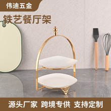 简约铁艺餐厅架批发 双层手提式金属餐碟架 家用多功能餐碟收纳架