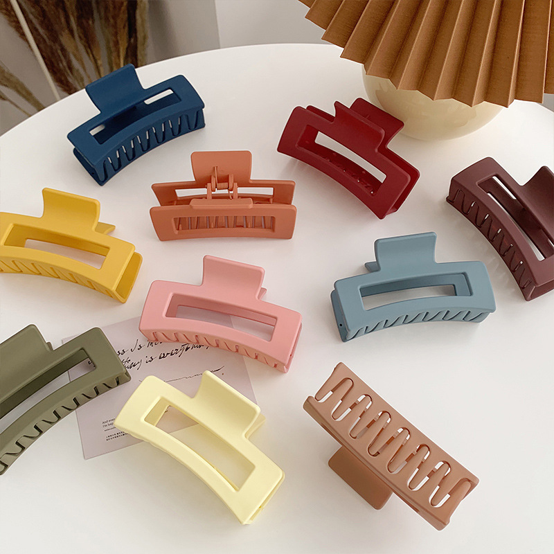 Square Grip Shark Clip Hair Updo Holder Hair Frosted Color Big Hairpin Back Head Clip Hairware Candy Color Clip
