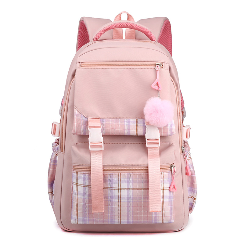 2024 New Schoolbag Female Korean Style Mori Style Fresh Junior High School Student Solid Color Simple Multi-Layer Computer Backpack