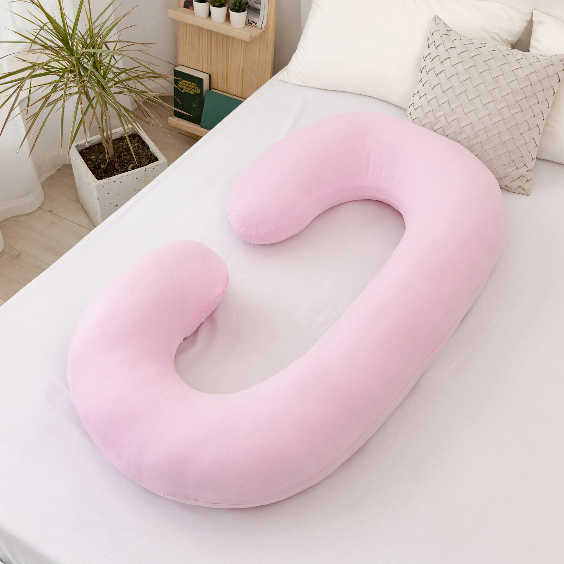 [Customized Processing] Amazon Pink C- Type Cotton Pregnancy Pillow Pregnant Women Pure Cotton Pillows Waist Pillow Sleeping Pillow