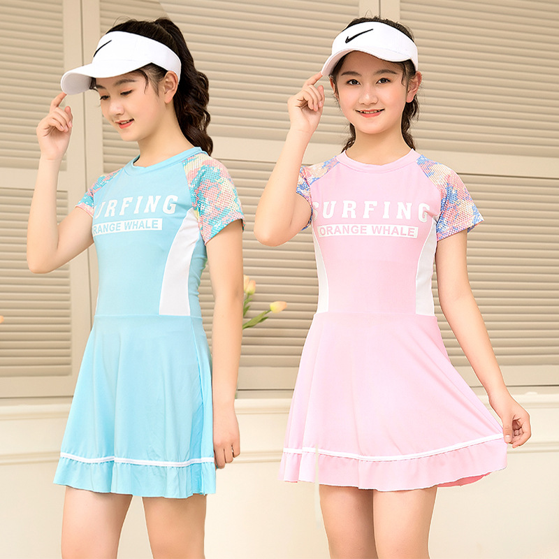 children‘s swimsuit girls‘ one-piece princess dress new big kids swimsuit girls‘ hot spring training swimsuit