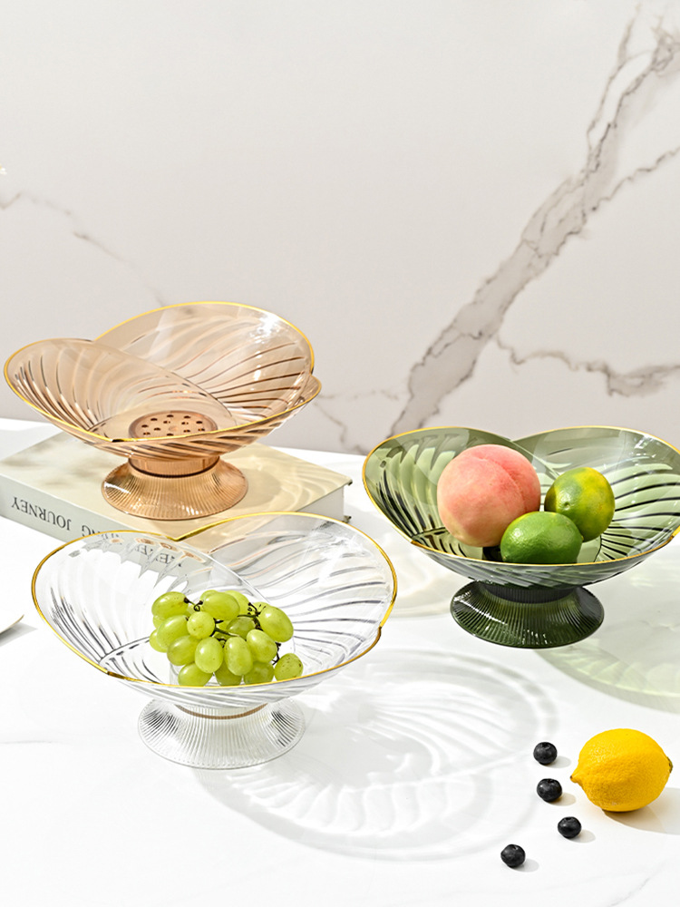 Living Room Fruit Plate Snack Dried Fruit Plate Base Draining Tray High Leg Candy Plate Fruit Swing Plate Storage Dim Sum Plate Fruit Basket