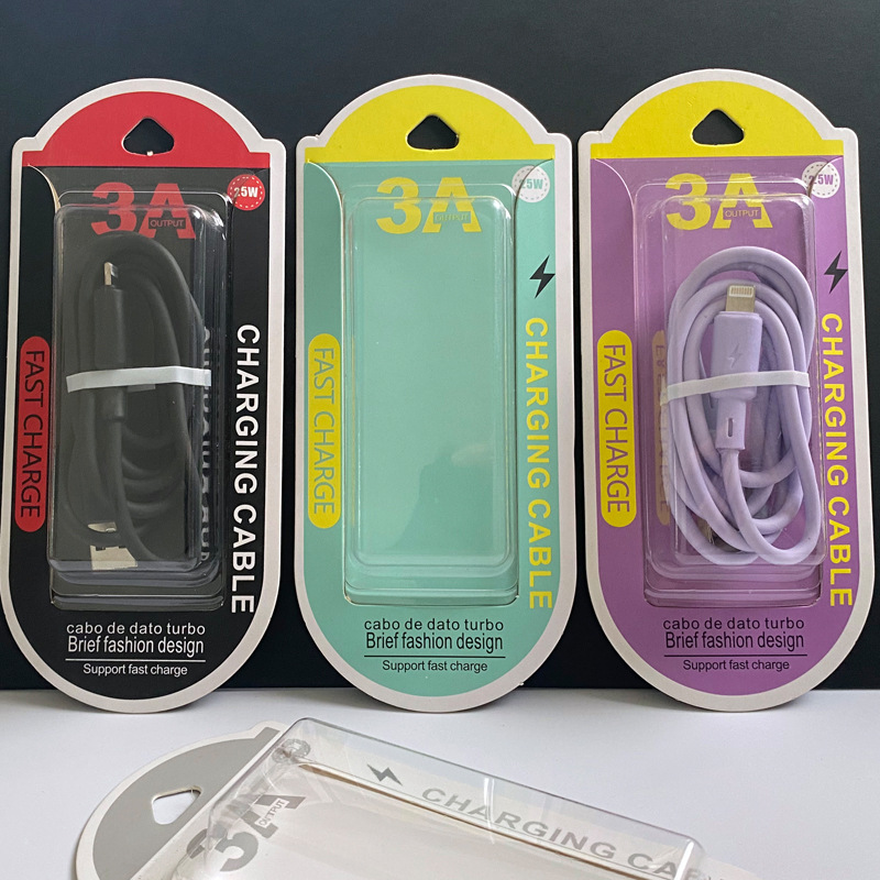 Apple Data Cable Neutral Packing Box Android 3a Charging Cable Color Box New Macaron Type-c Card Packaging