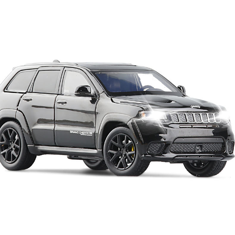 盒装柯慕1:32仿真jeep大切诺基赛道鹰合金车避震声光模型玩具摆件