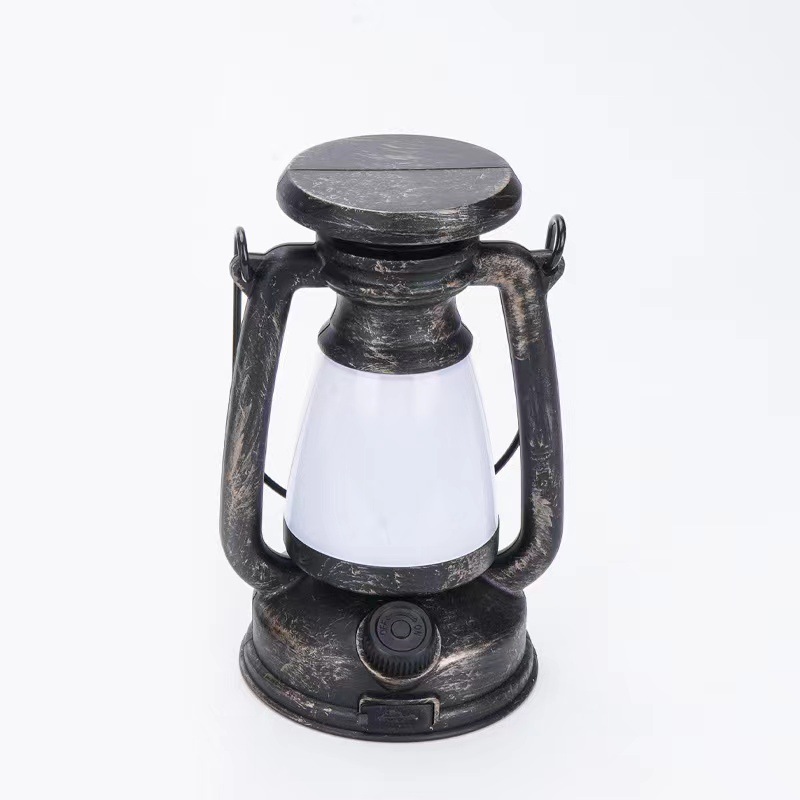 New Outdoor Retro Solar Portable Camping Lantern Charging Lamp Decorative Ambience Light Kerosene Lamp Emergency Light