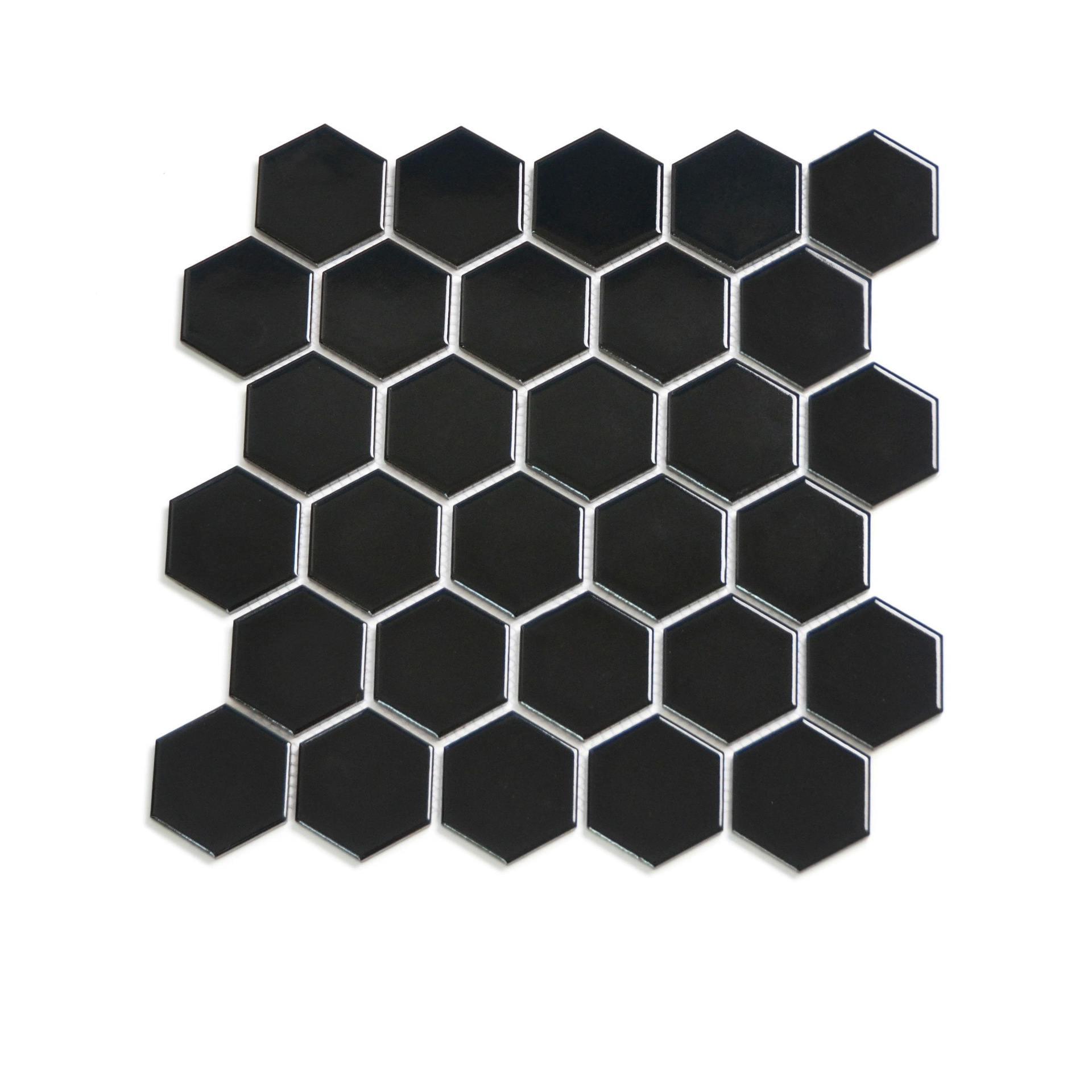 六角马赛克瓷砖北欧卫生间浴室地板砖防滑拼花黑白灰色六边形地砖