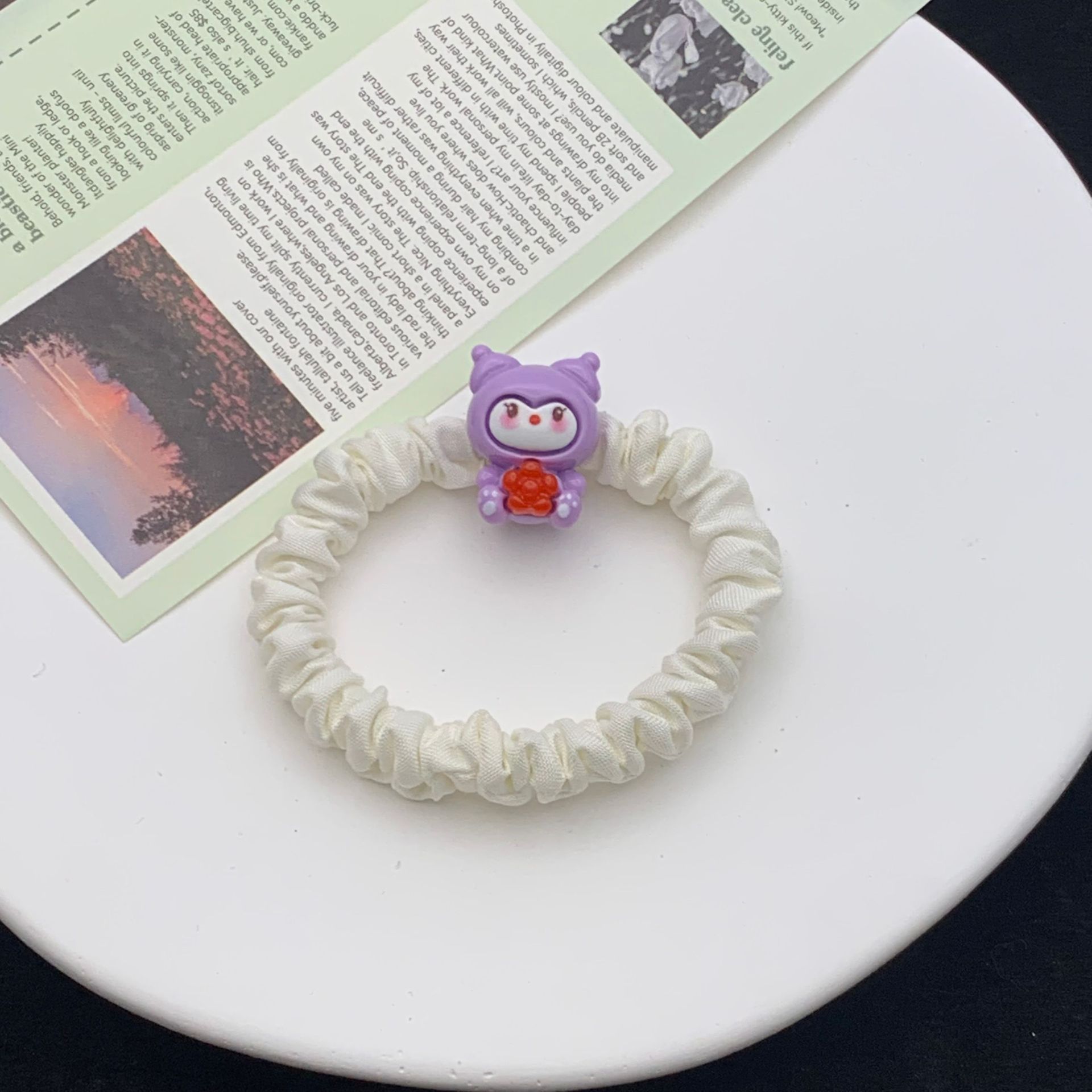 Cartoon Cute Red Bow Sanrio Hair Rope Ins Girl Heart Student Couple Small Rubber Band Headwear Hair Ring