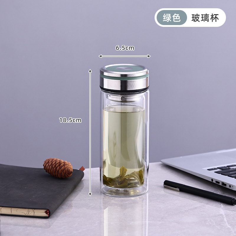 Tea Cup Double-Layer Diamond Water Cup with Handle Large Capacity Portable Cup High-Looking Transparent Tea Cup