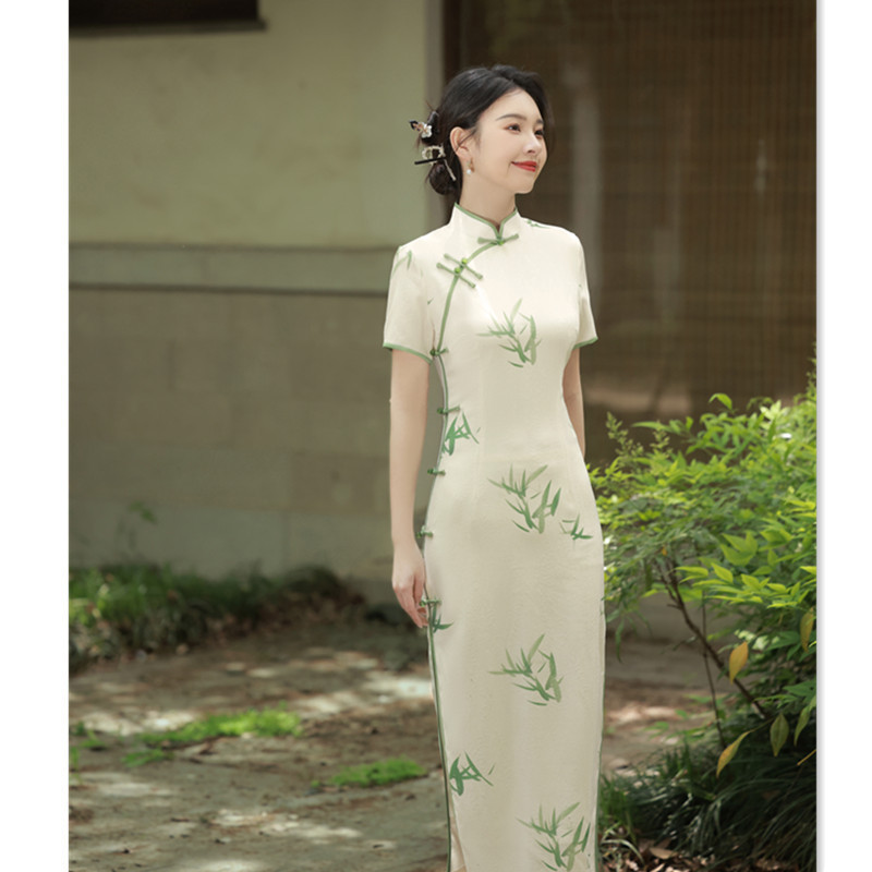 纳春nitree复古民族风长款旗袍2024新款改良年轻女士古法国风旗袍