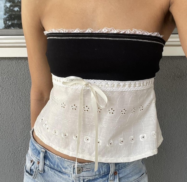 European and American Style 2023 Early Spring New Women's Clothing Fashion Bandeau Sexy off-Shoulder Slim-Fit Tank Top Women