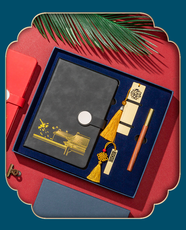 故宫文创笔记本礼盒套装商务记事本礼品礼盒装带u盘本子和笔