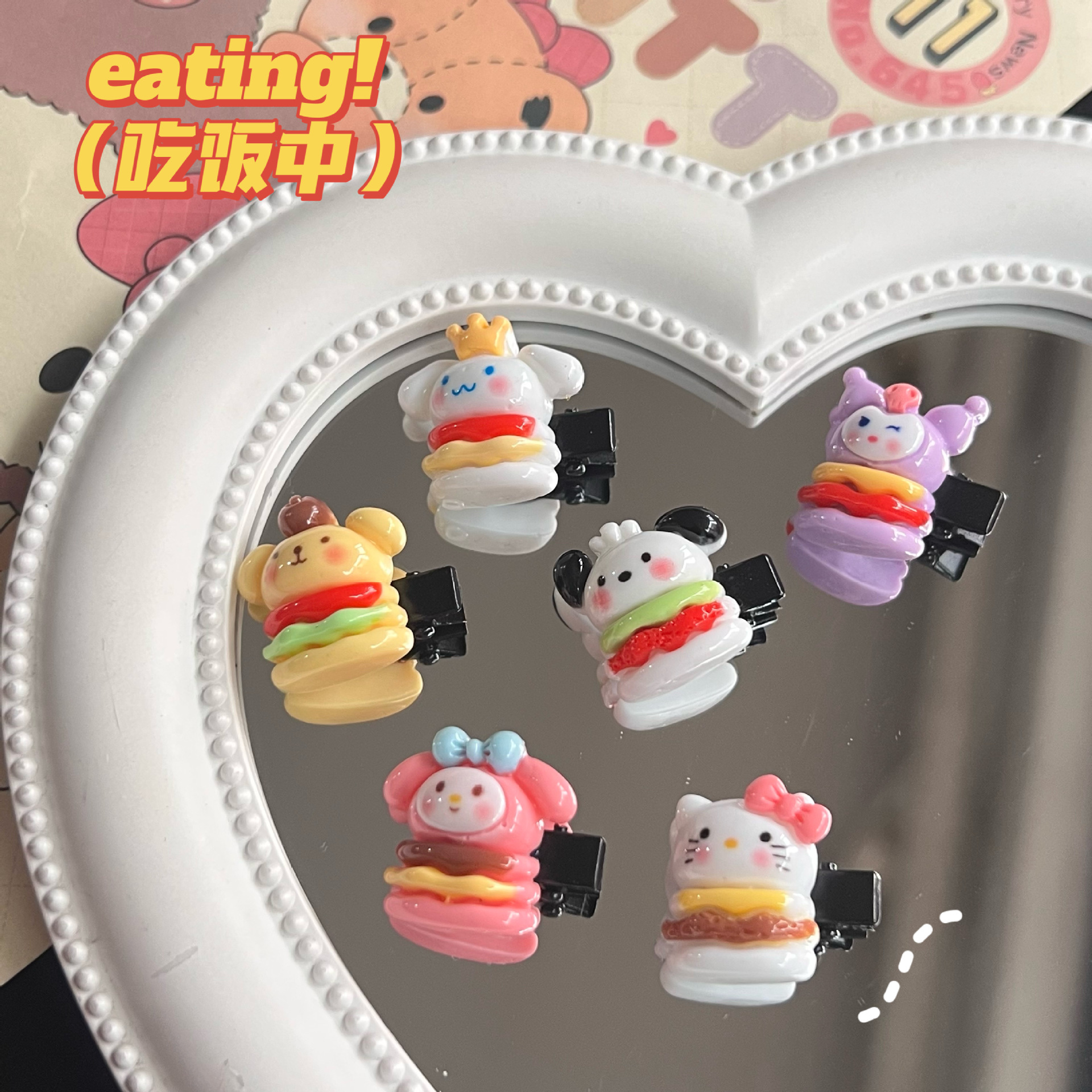 Sanrio Mini Hamburger Barrettes Sweet Girly Head Clip Cute Student Bangs Side Hair Accessories Factory Wholesale