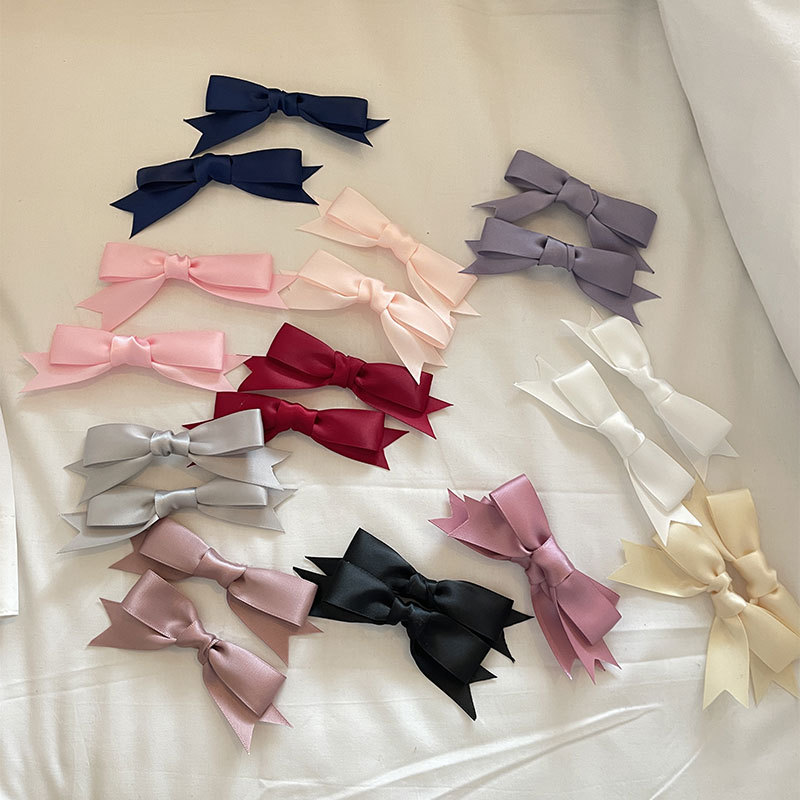 2023 new ribbon solid color dovetail bow hairpin internet celebrity simple elegant all-match ins style hair rope brooch