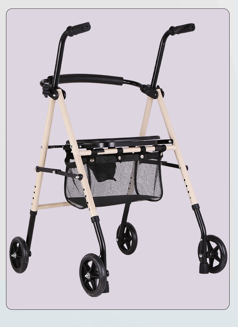 老人助行器手推车可推可坐购物车老年休闲四轮买菜车带座椅小拉车