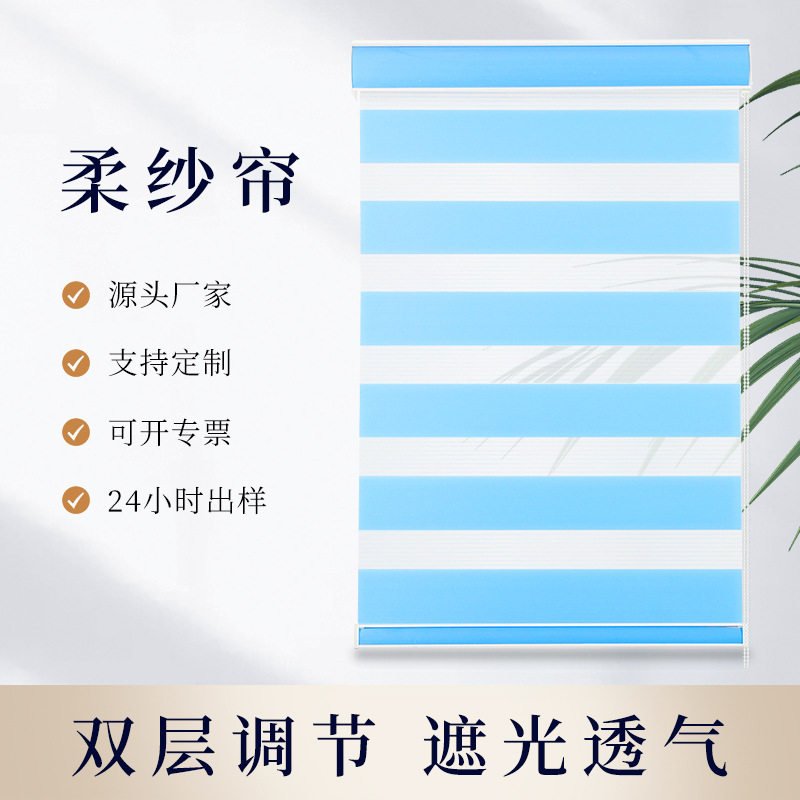 Soft Gauze Roller Shutter Louver Curtain Day & Night Curtain Double-Layer Roller Shade Double Roller Blind Curtain Tracery Window Screen