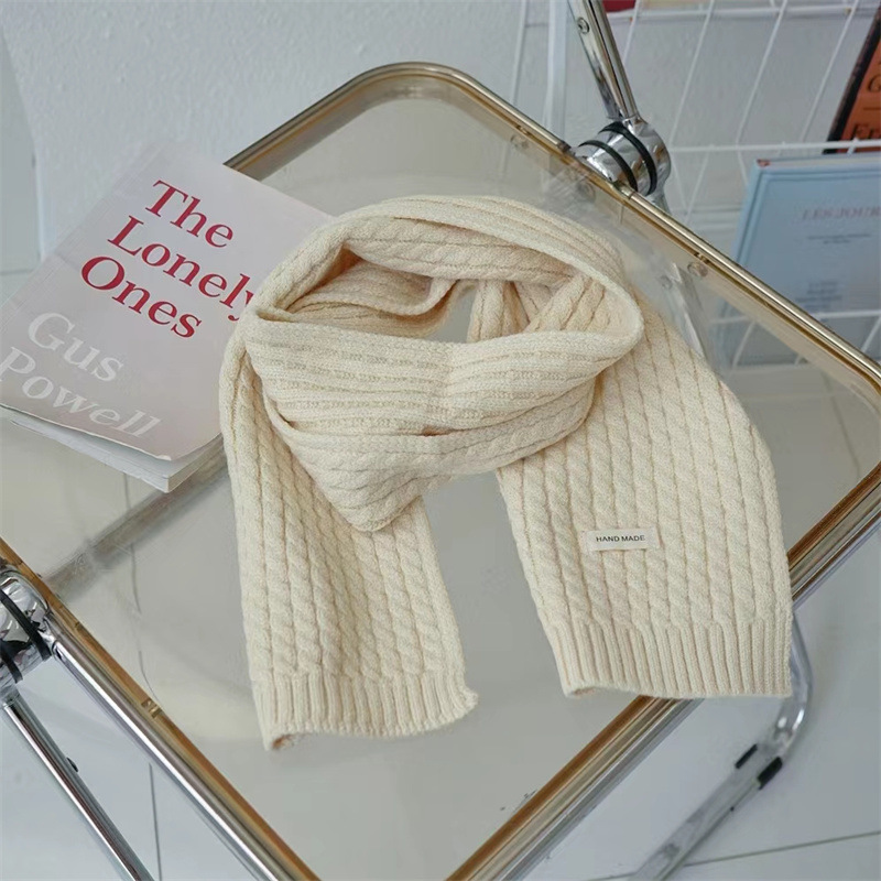 Korean Style Internet Celebrity Ins Children's Scarf Autumn and Winter Baby Pure Color Warm Keeping Knitted Wool Scarf Children's Scarf Wholesale