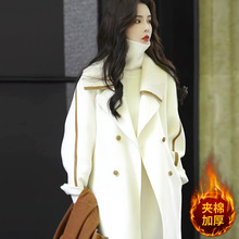 日韩冬装2023年新款温柔韩系小香风白色毛呢外套呢子大衣女秋冬