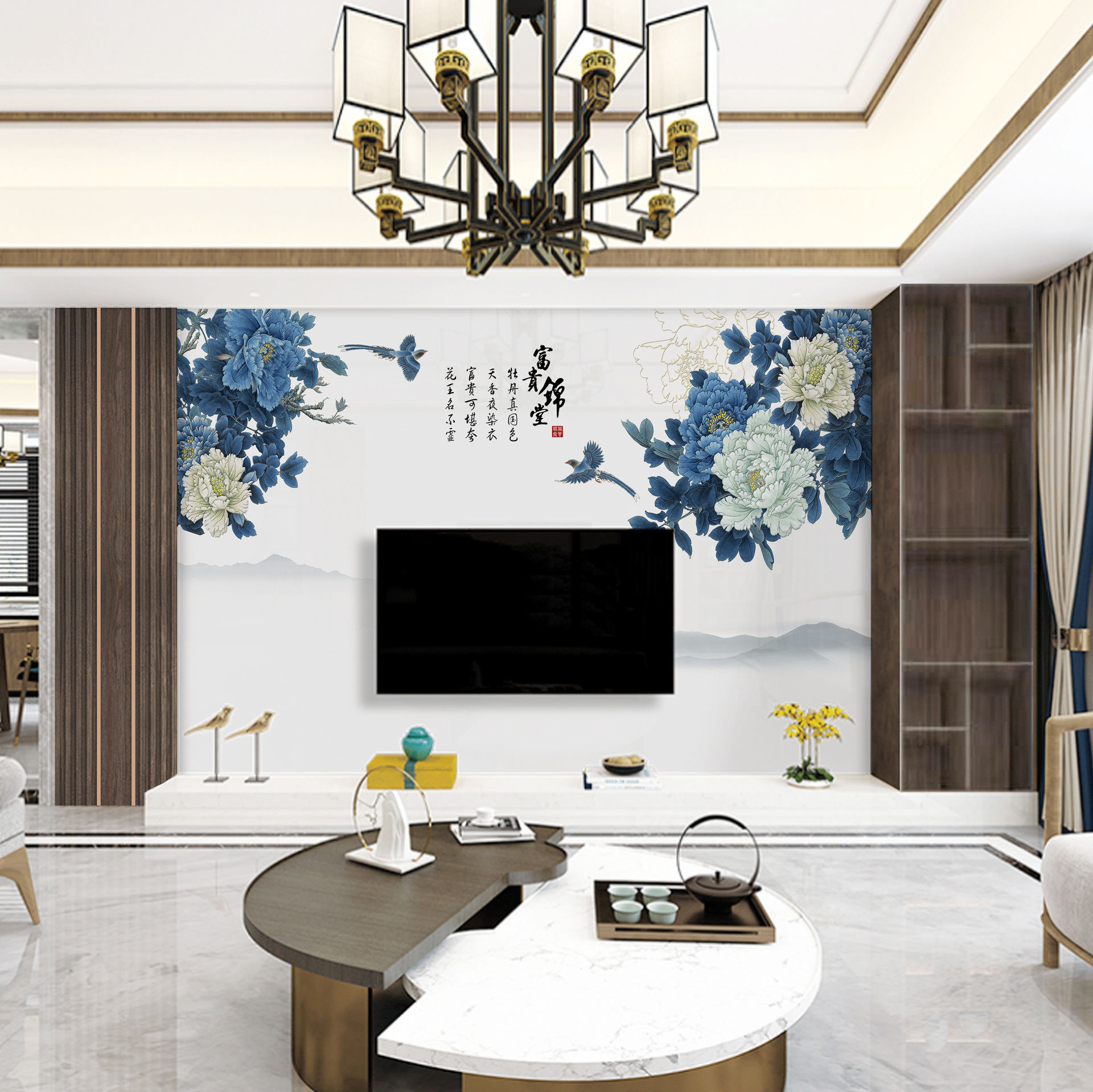 户外浮雕陶瓷板壁画家居山水岩板客厅电视背景墙瓷砖画工厂