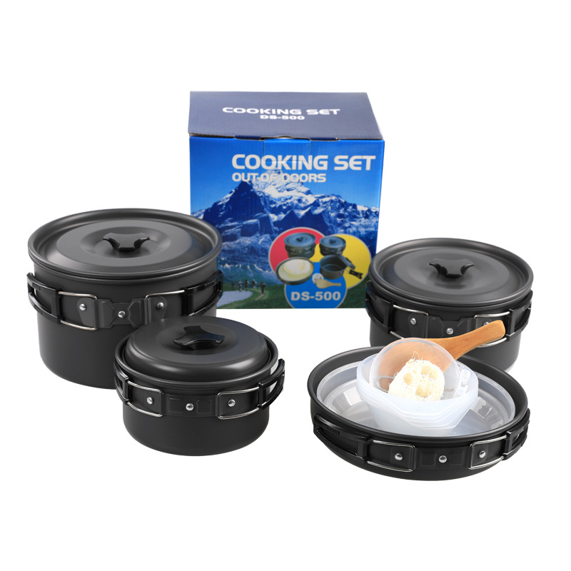 outdoor camping pot set ds-500 portable pot set travel pot set 4-5 people multi-functional picnic pot set large size