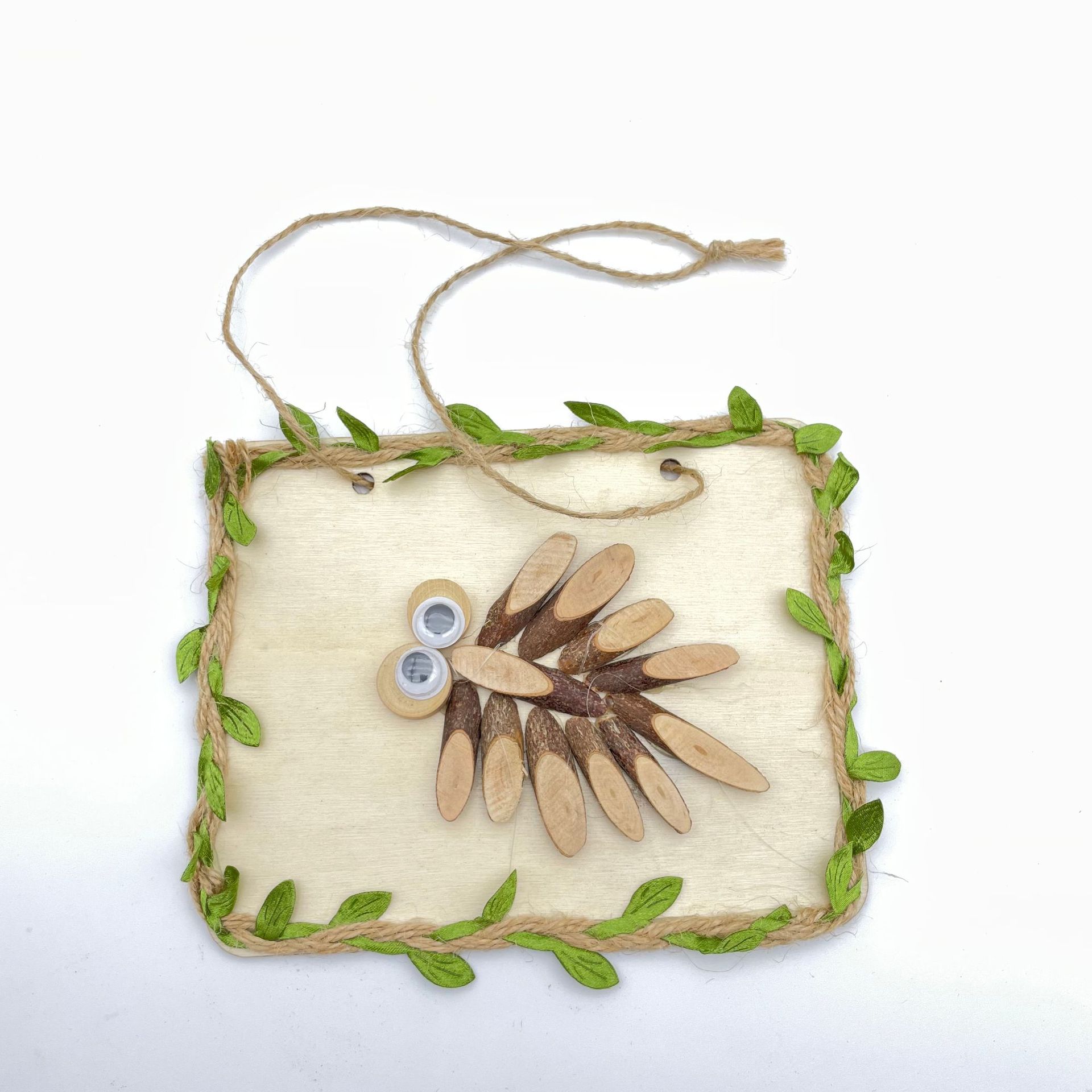 创意diy原木画材料包创意自然原木画树枝画幼儿园相框