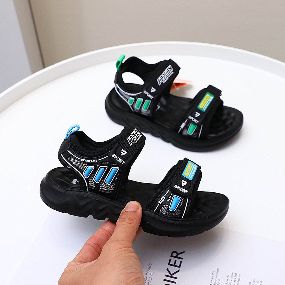 2024夏季新款露趾中大童鞋儿童凉鞋韩版上线休闲男童沙滩鞋9596