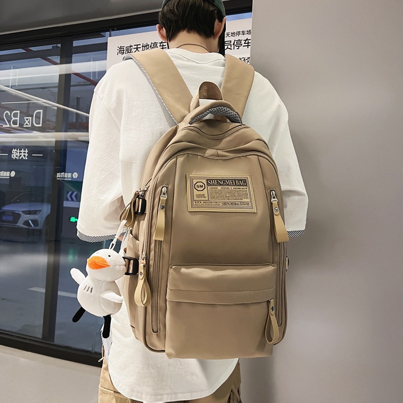 2023 New Trend Backpack Wholesale Large Capacity Mori Style Solid Color Backpack Japanese Style Alphabet Middle School Student Schoolbag