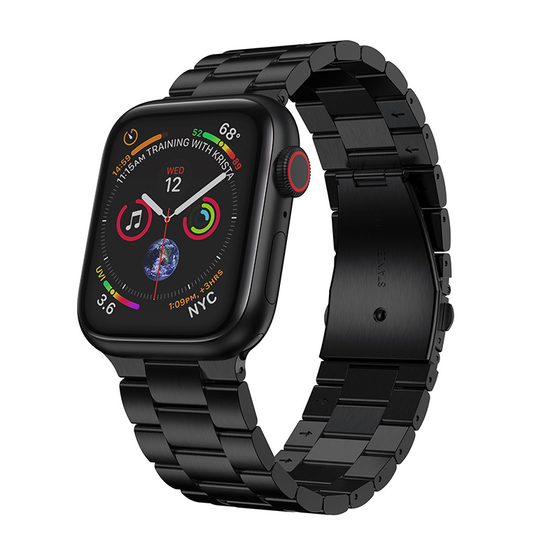 适用苹果手表6代三珠金属表带 apple watch弹弓扣一体表带38/42mm