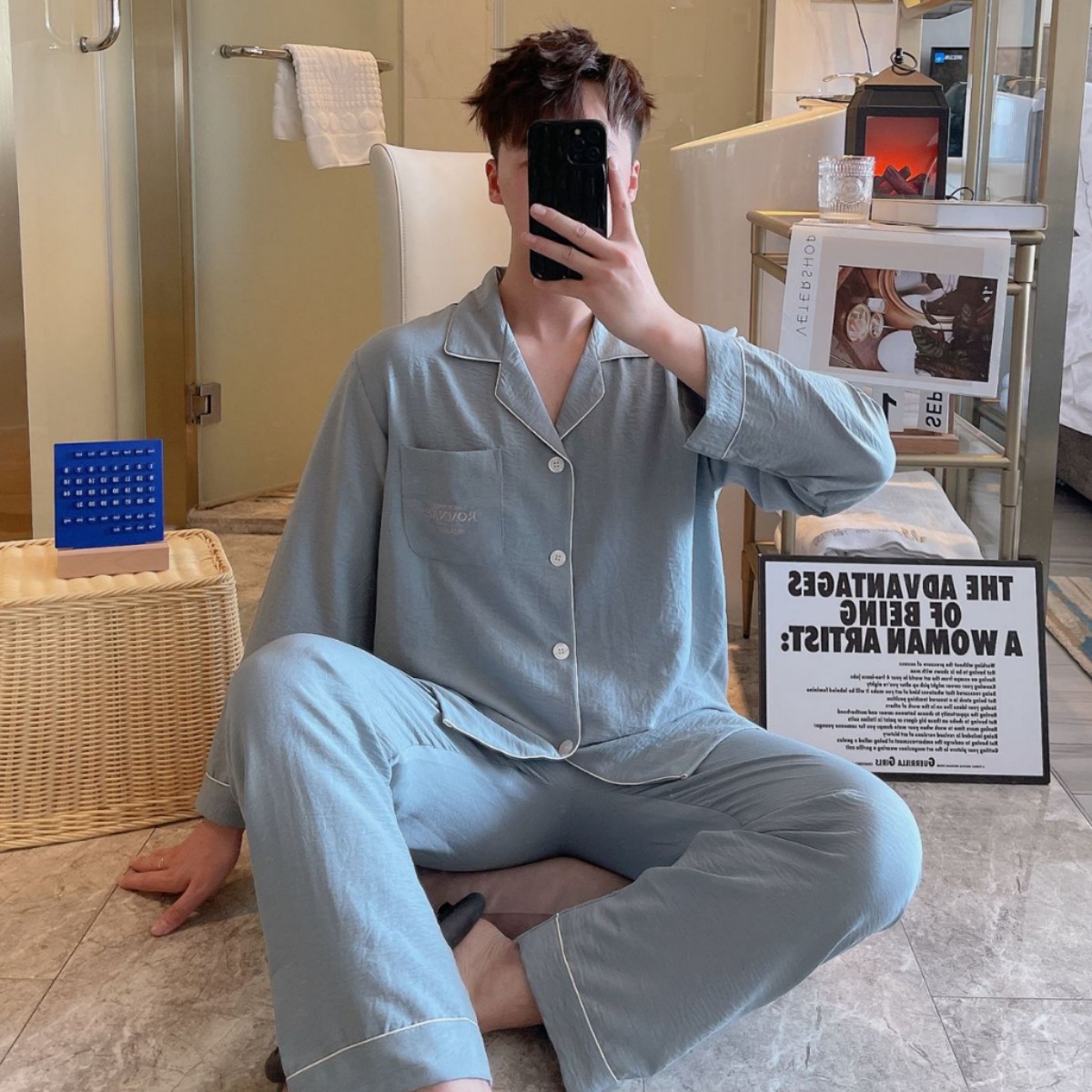 睡衣男士新款春秋季棉绸套装长袖夏季薄款大码云朵棉外穿家居服