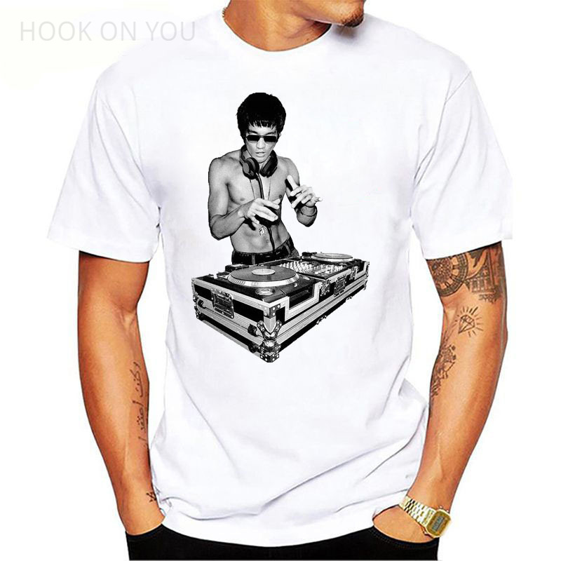 外贸货源批发圆领潮男日系街头潮流印花dj音乐李小龙短袖t恤-阿里巴巴