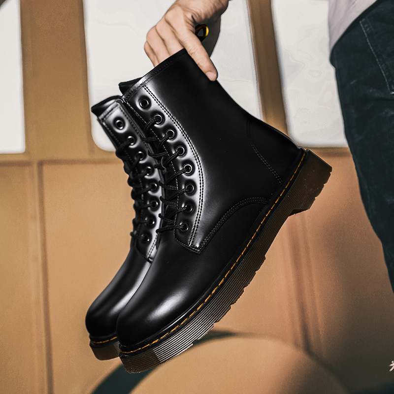 男士8111马丁靴头层牛皮牛反绒工装靴欧美高帮复古阿美咔叽短靴-报价